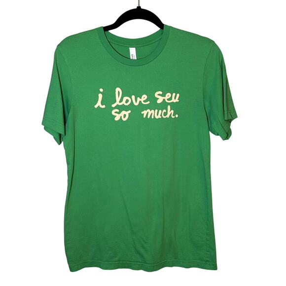 "i love seu so much" Green Graphic Tee - Austin, Texas - Size Small - Picture 1 of 3